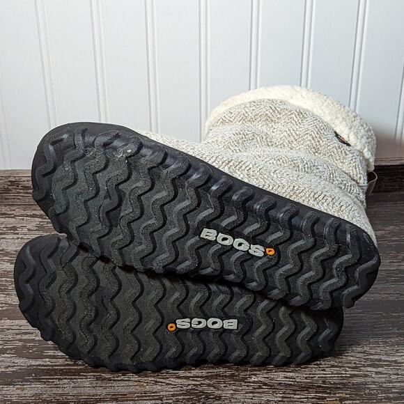 Bogs Women's B-Moc Chevron Beige Waterproof Cozy Slipper Boots Size 7 - Picture 5 of 6